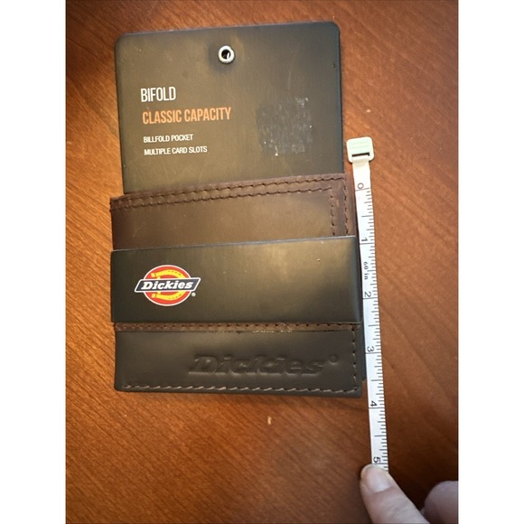 Dickies Bifold Classic Capacity Men Wallet Billfold Brown Leather Multiple Slots - Picture 4 of 7